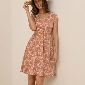 Pact Floral Wrap Dress in Ochre